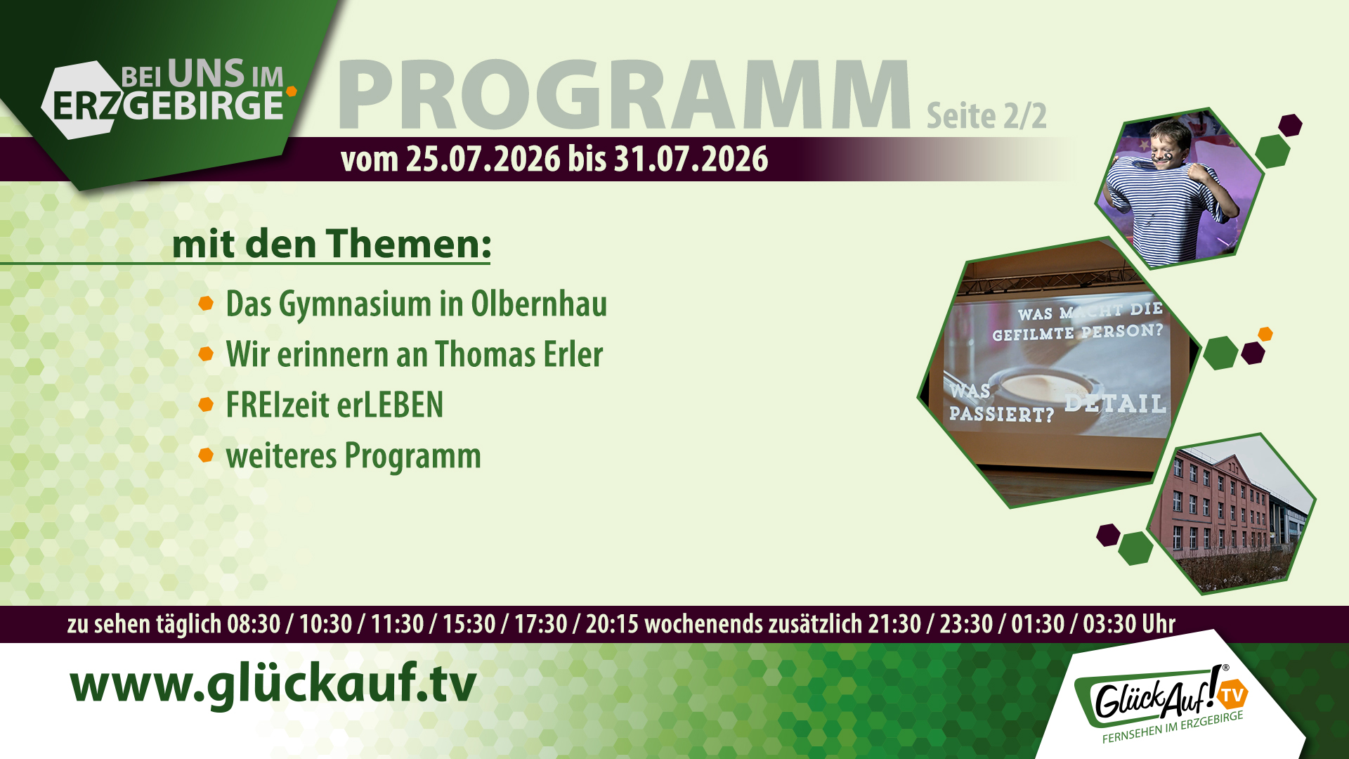 Bei uns im Erzgebirge für die Woche vom 25.07.2026 bis 31.07.2026
