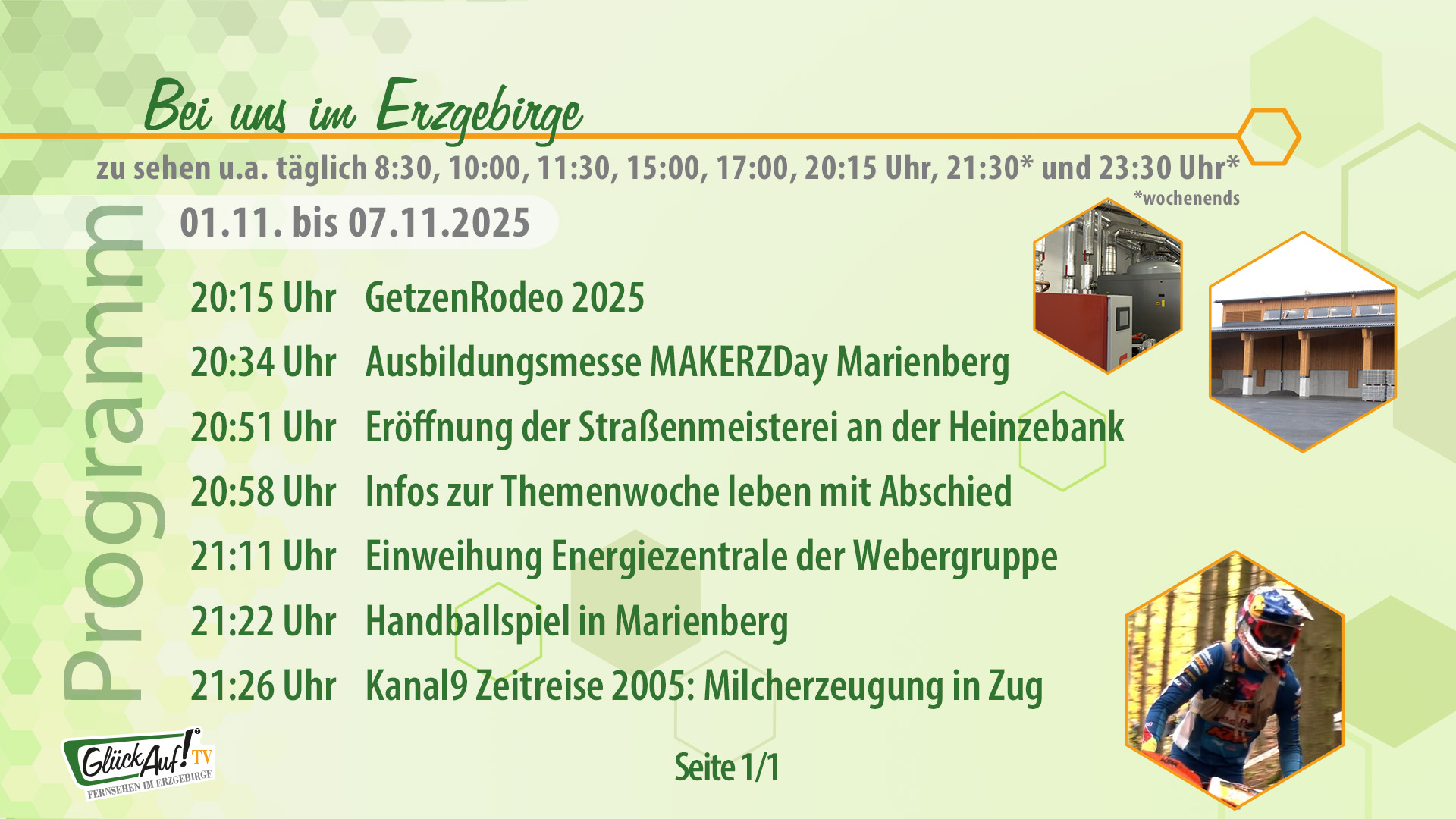 Bei uns im Erzgebirge für die Woche vom 01.11. bis 07.11.2025 Bei uns im Erzgebirge für die Woche vom 01.11. bis 07.11.2025